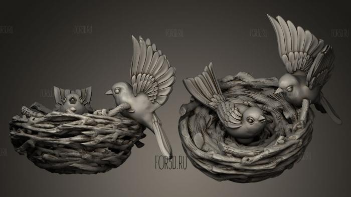 Birds In The Nest stl model for CNC